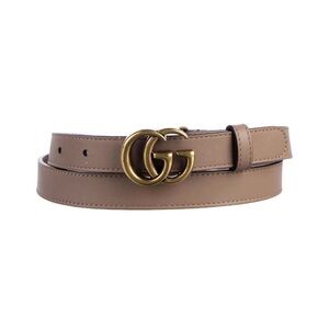 Gucci Thin Dusty Rose Tan Leather GG Belt with Gold Buckle Sz 90